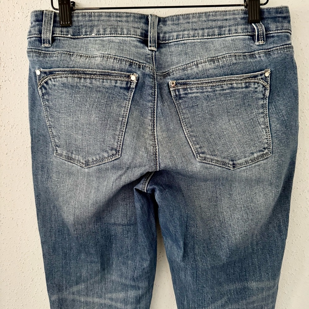 WHBM Skimmer Zipper Ankle Denim Medium Wash Skinny Jeans Embroidered Women's 8 P - Picture 7 of 9